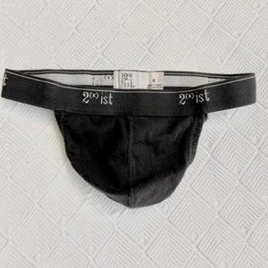 2xist Black Vintage Y Back Thong